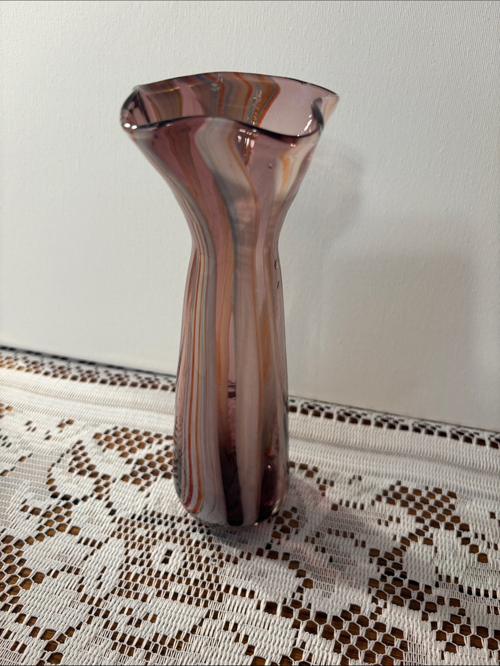 Like a Murano Handblown Glass Vase - Pink Swirl